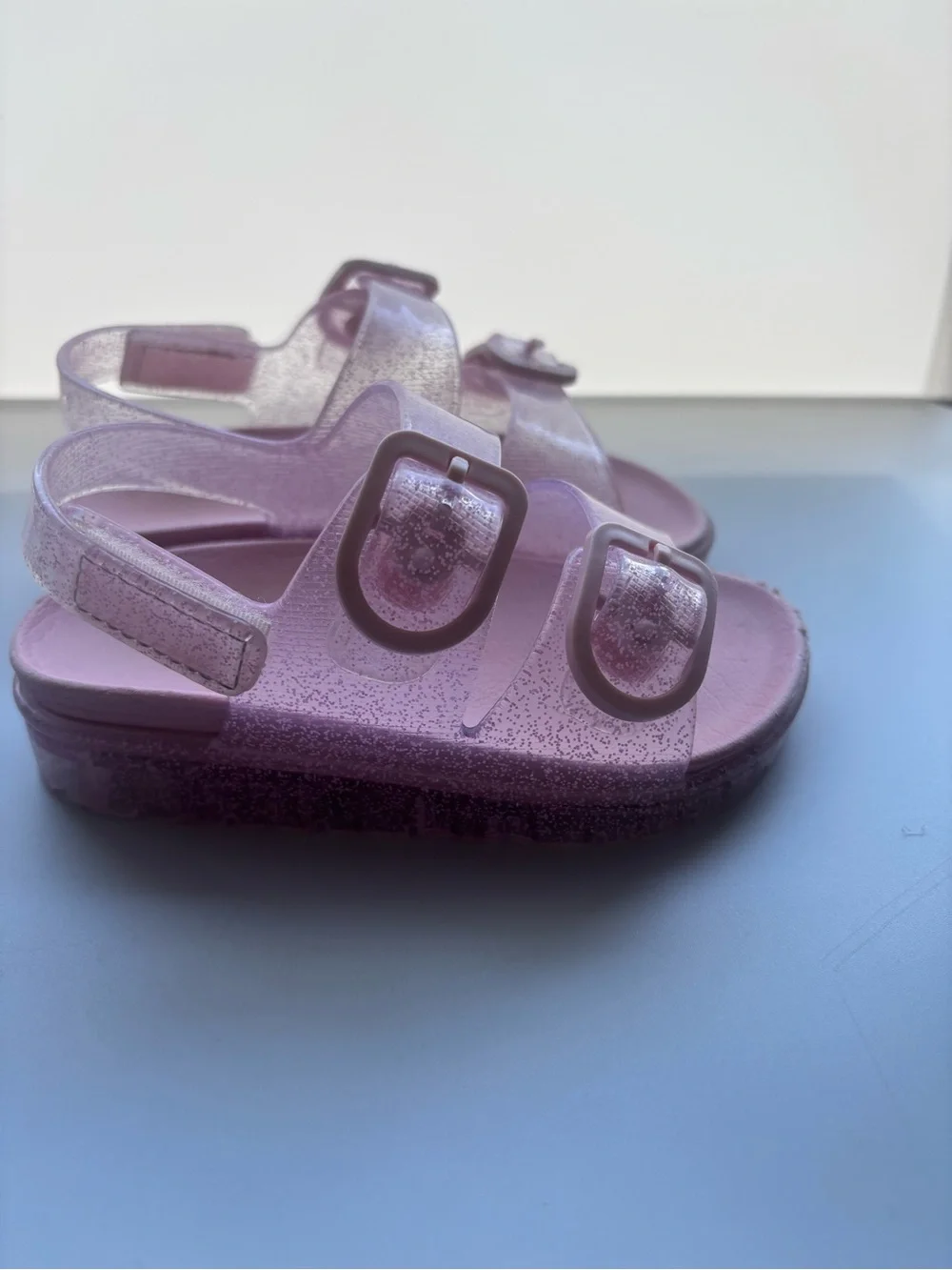 Kids Pink Glitter Jelly Sandals